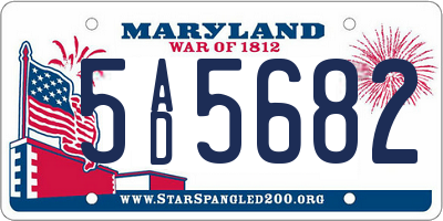 MD license plate 5AD5682