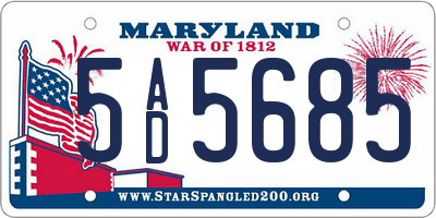 MD license plate 5AD5685