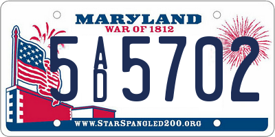 MD license plate 5AD5702