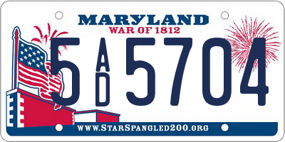 MD license plate 5AD5704