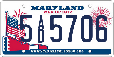 MD license plate 5AD5706