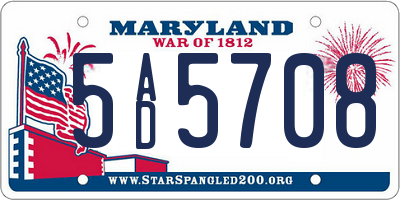 MD license plate 5AD5708