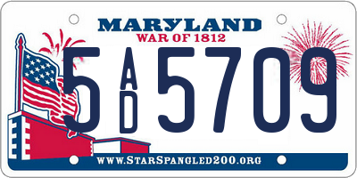MD license plate 5AD5709