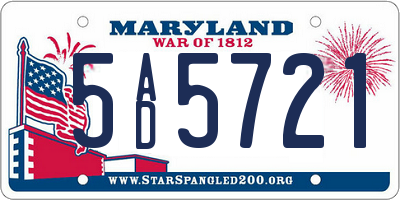 MD license plate 5AD5721