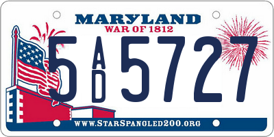 MD license plate 5AD5727
