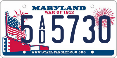 MD license plate 5AD5730