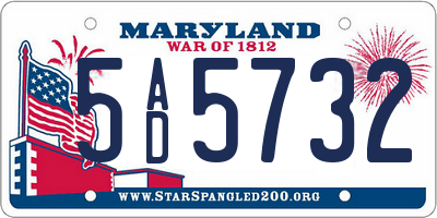 MD license plate 5AD5732