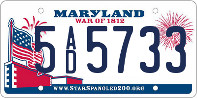 MD license plate 5AD5733