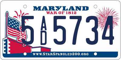 MD license plate 5AD5734