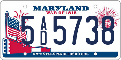 MD license plate 5AD5738