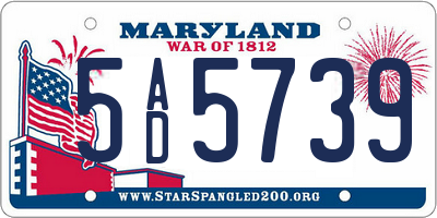 MD license plate 5AD5739