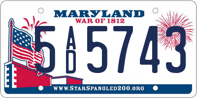 MD license plate 5AD5743