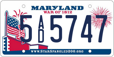 MD license plate 5AD5747