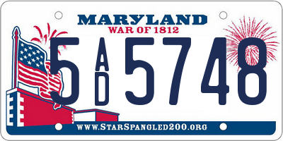 MD license plate 5AD5748