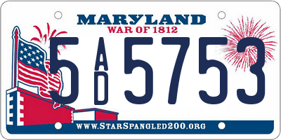 MD license plate 5AD5753