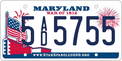 MD license plate 5AD5755