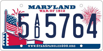 MD license plate 5AD5764