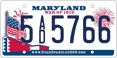 MD license plate 5AD5766