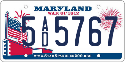 MD license plate 5AD5767