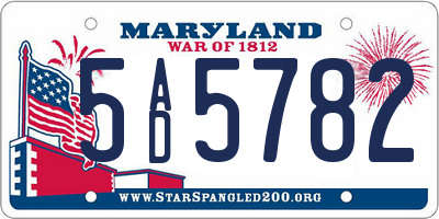 MD license plate 5AD5782