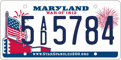 MD license plate 5AD5784