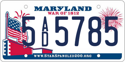 MD license plate 5AD5785