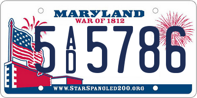MD license plate 5AD5786