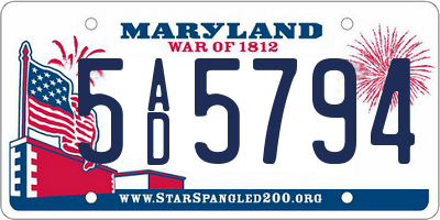 MD license plate 5AD5794