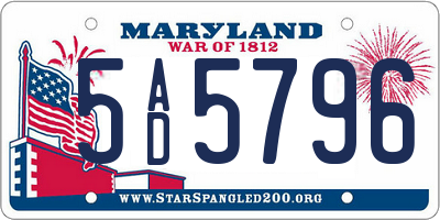 MD license plate 5AD5796