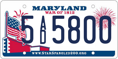 MD license plate 5AD5800
