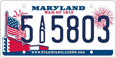 MD license plate 5AD5803