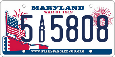 MD license plate 5AD5808