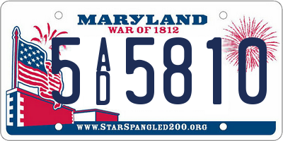 MD license plate 5AD5810