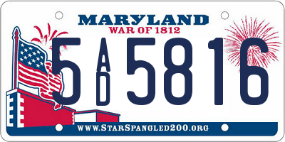MD license plate 5AD5816