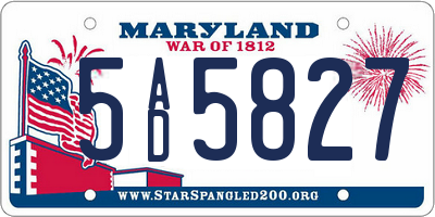 MD license plate 5AD5827