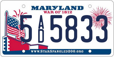 MD license plate 5AD5833