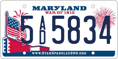 MD license plate 5AD5834