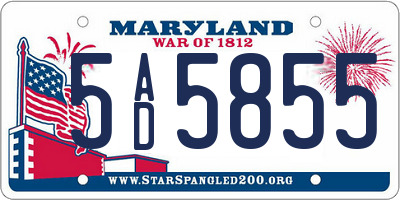 MD license plate 5AD5855