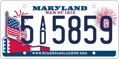 MD license plate 5AD5859