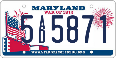 MD license plate 5AD5871