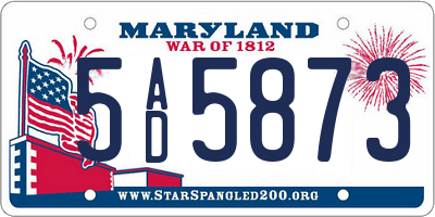 MD license plate 5AD5873