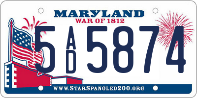 MD license plate 5AD5874