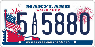 MD license plate 5AD5880