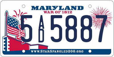MD license plate 5AD5887