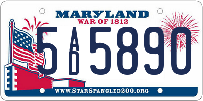 MD license plate 5AD5890