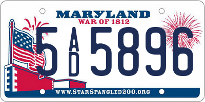 MD license plate 5AD5896