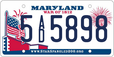 MD license plate 5AD5898