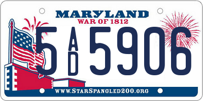 MD license plate 5AD5906