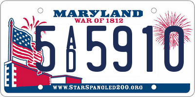 MD license plate 5AD5910