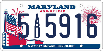 MD license plate 5AD5916